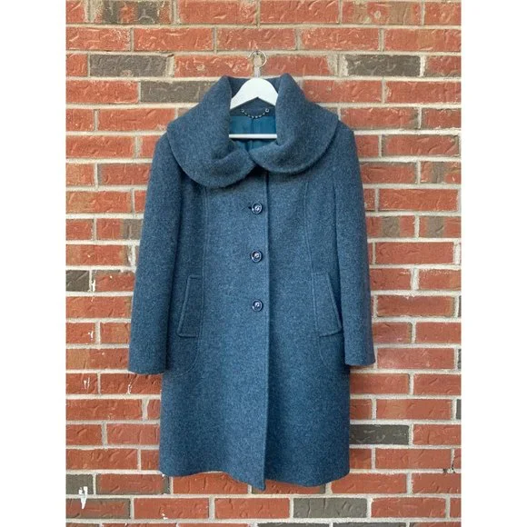 ❌SOLD❌Vintage Italian Speckled Wool Teal Blue 1950's Style Peacoat size Small … - Picture 2 of 10